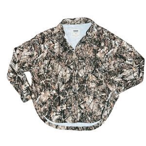 DENIM OBSESSED Green Camo Long Sleeve Shacket Size M